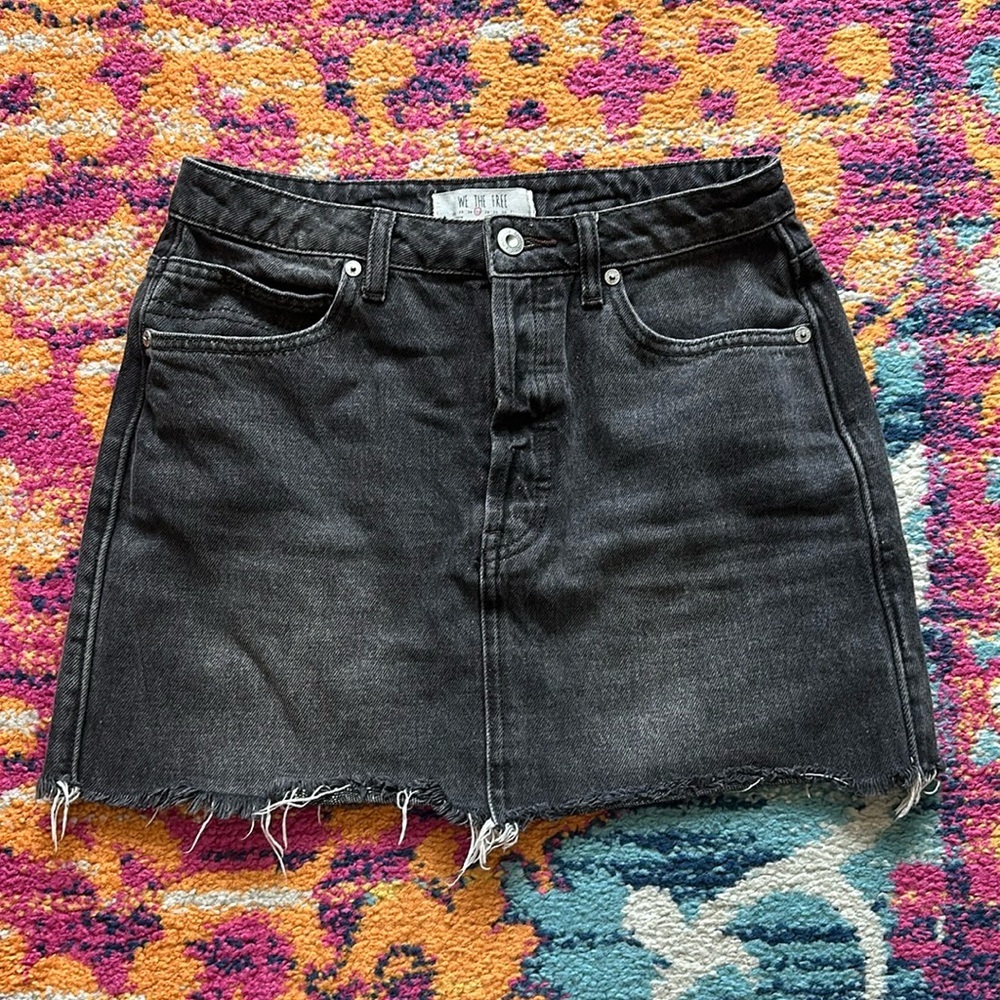 We The Free Black Denim Skirt